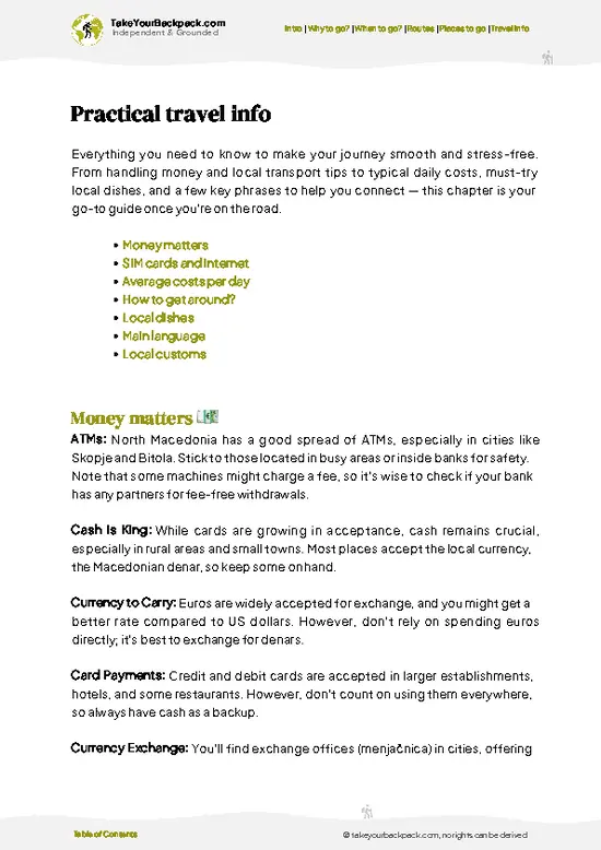 example page 7 from our offline Travel Guide for North Macedonia